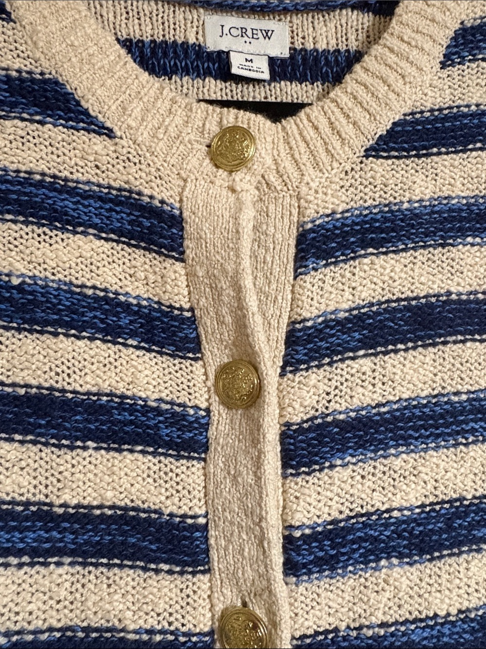 J. Crew Navy and Cream Striped Button-Up Cardigan - Picture 6 of 8